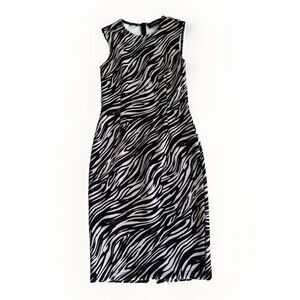 YIGAL ARZOUEL Sleeveless Mini Shift Dress, Animal Zebra Print, Size 4